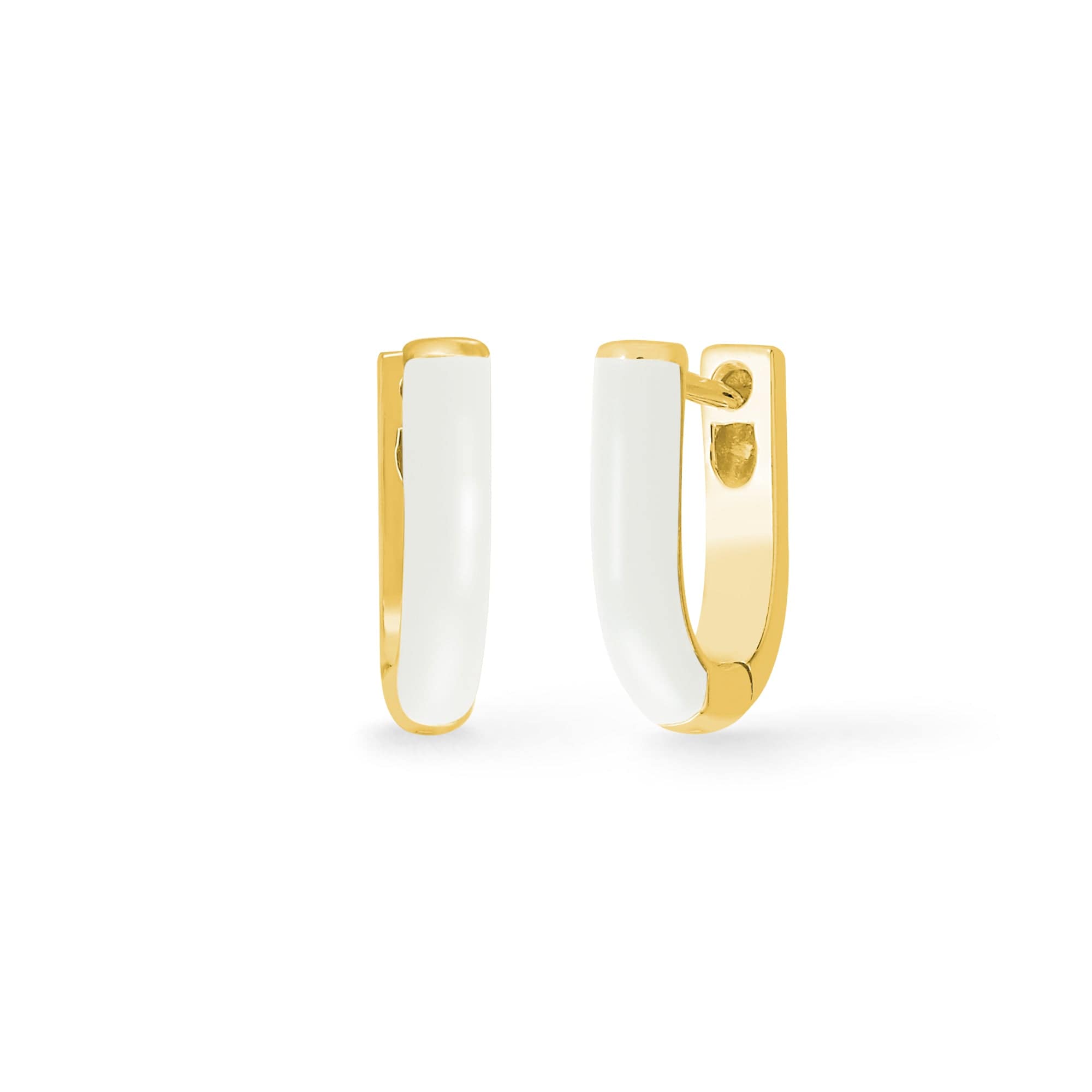 Boma Jewelry Earrings White / 14K Gold Plated U-Shape Huggie Hoops with Color