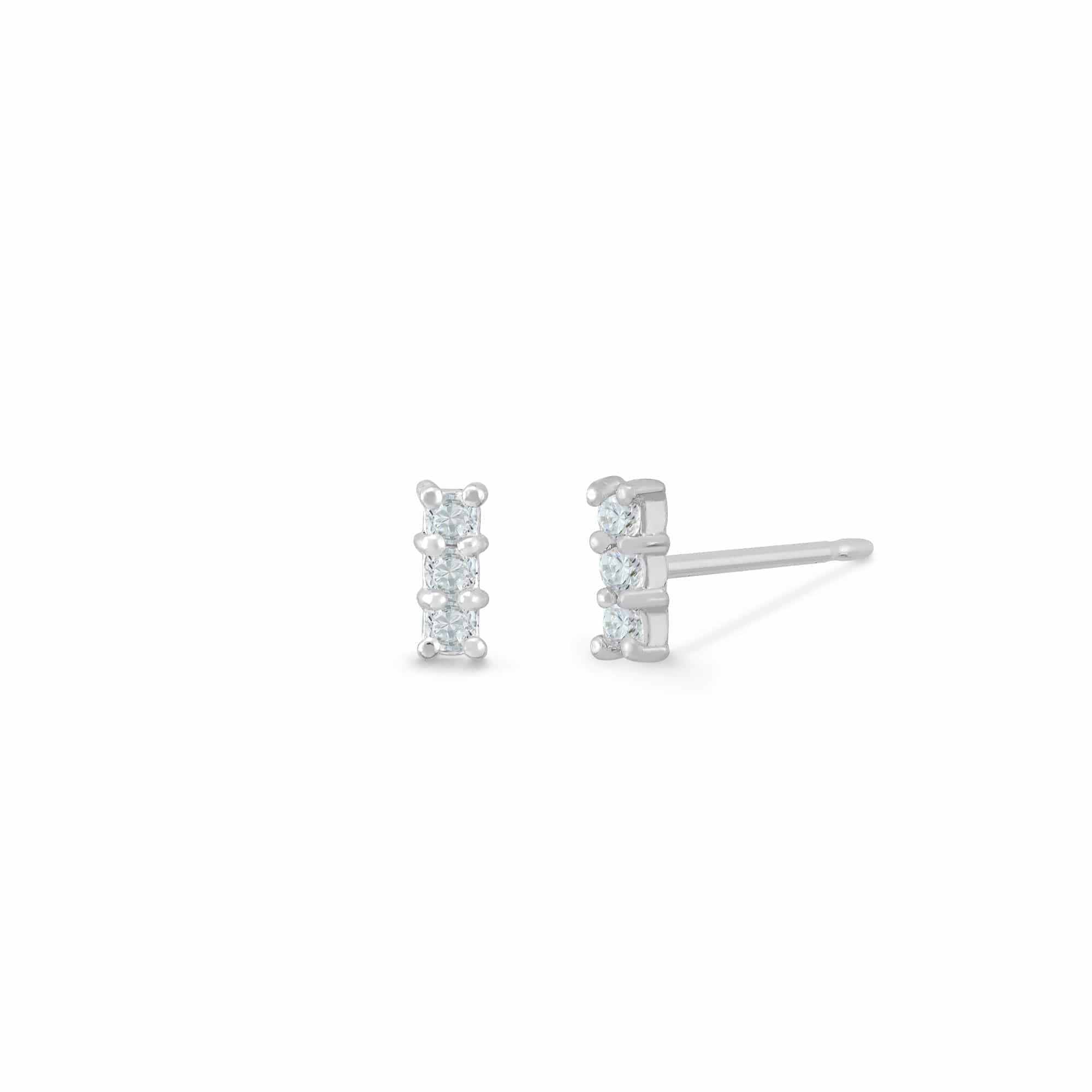 Boma Jewelry Earrings White Topaz Mini Gemstone Bar Studs