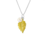 Boma Jewelry Necklaces 14K Gold Plated Leaf and Pearl Necklace