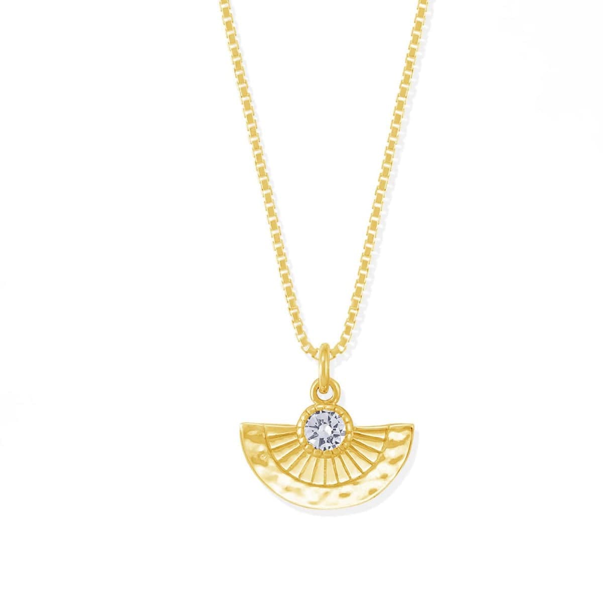 Boma Jewelry Necklaces 14K Gold Vermeil with White Topaz Nia Fan Necklace