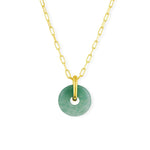 Boma Jewelry Necklaces Aventurine / 14K Gold Plated Treasured Bi-Disc Pendant Necklace