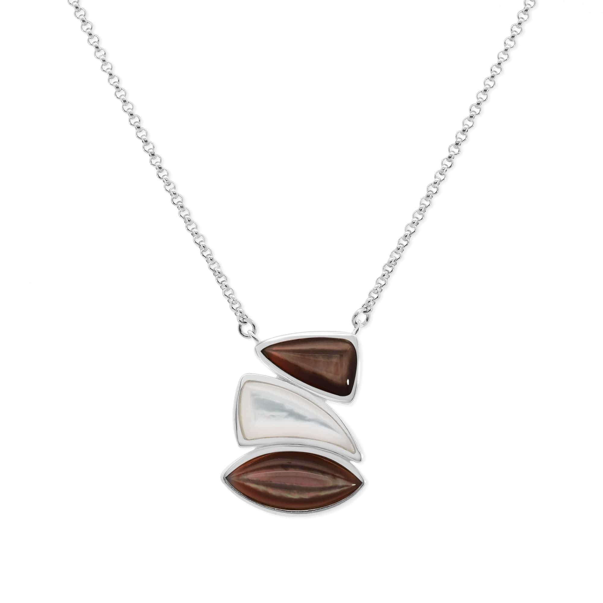 Boma Jewelry Necklaces Black Mother of Pearl/Mother of Pearl Three Stone Necklace