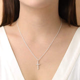Boma Jewelry Necklaces Cross Sterling Silver Two way Necklace with White Topaz