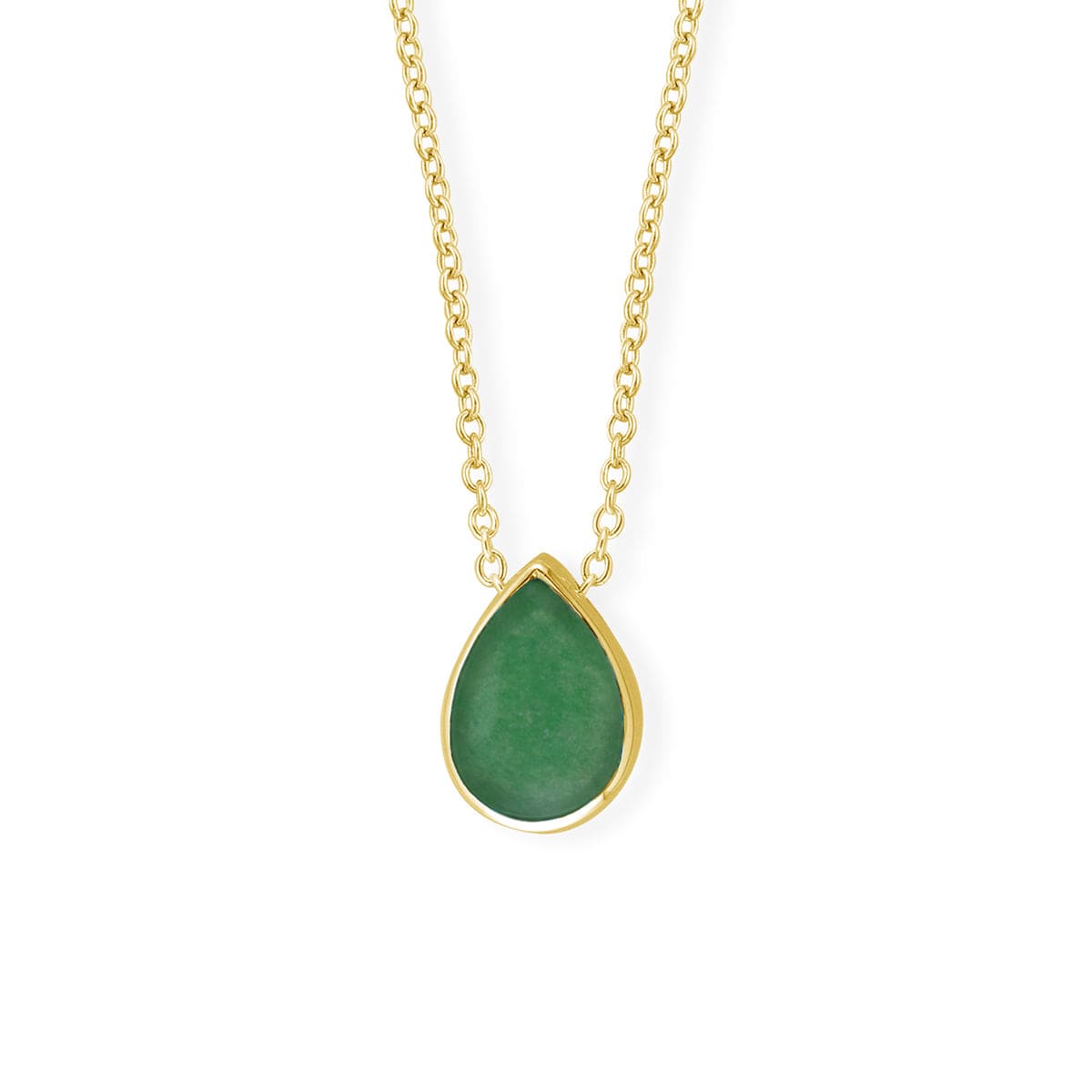 Boma Jewelry Necklaces Green Jade / 14K Gold Plated Treasured Teardrop Pendant Necklace