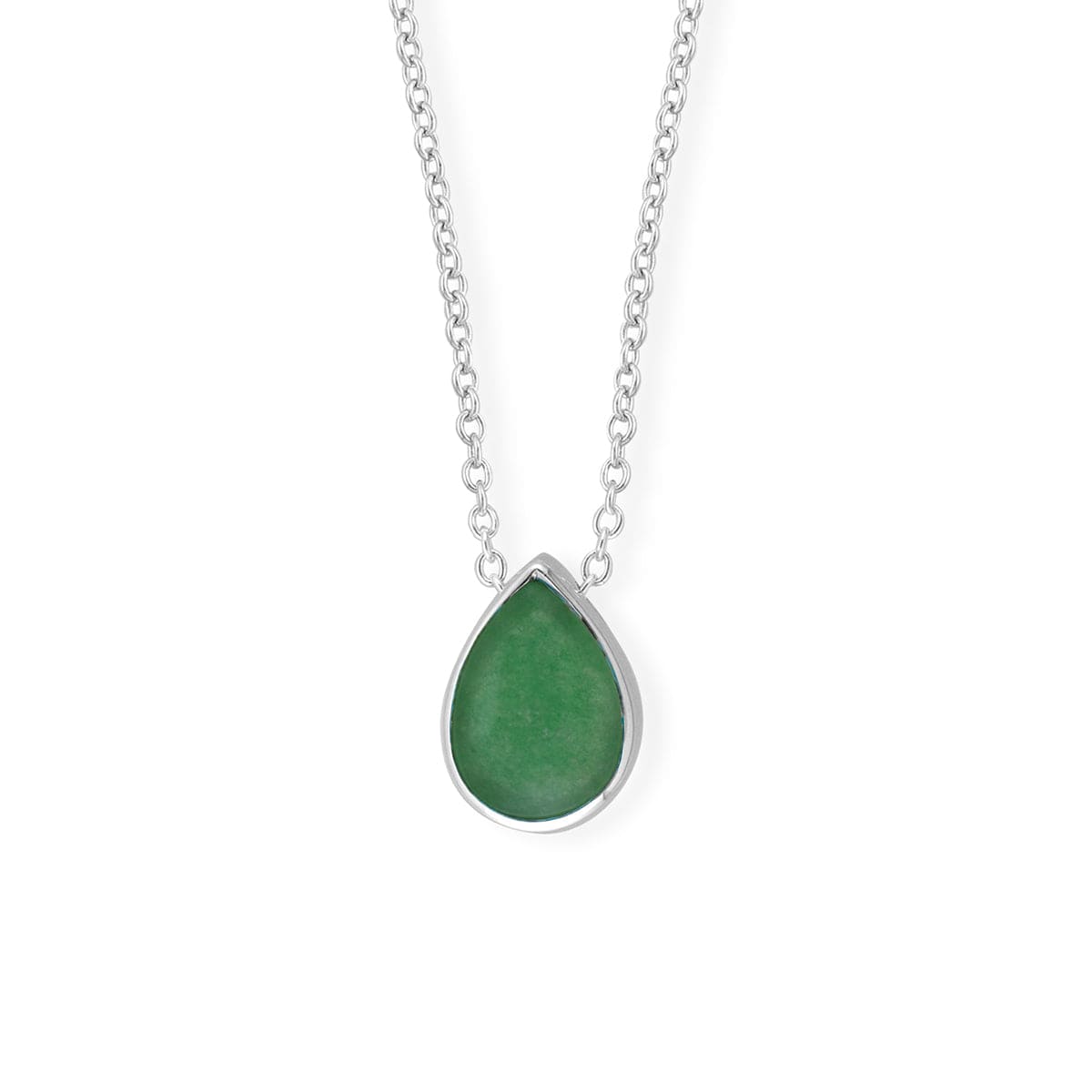 Boma Jewelry Necklaces Green Jade / Sterling Silver Treasured Teardrop Pendant Necklace