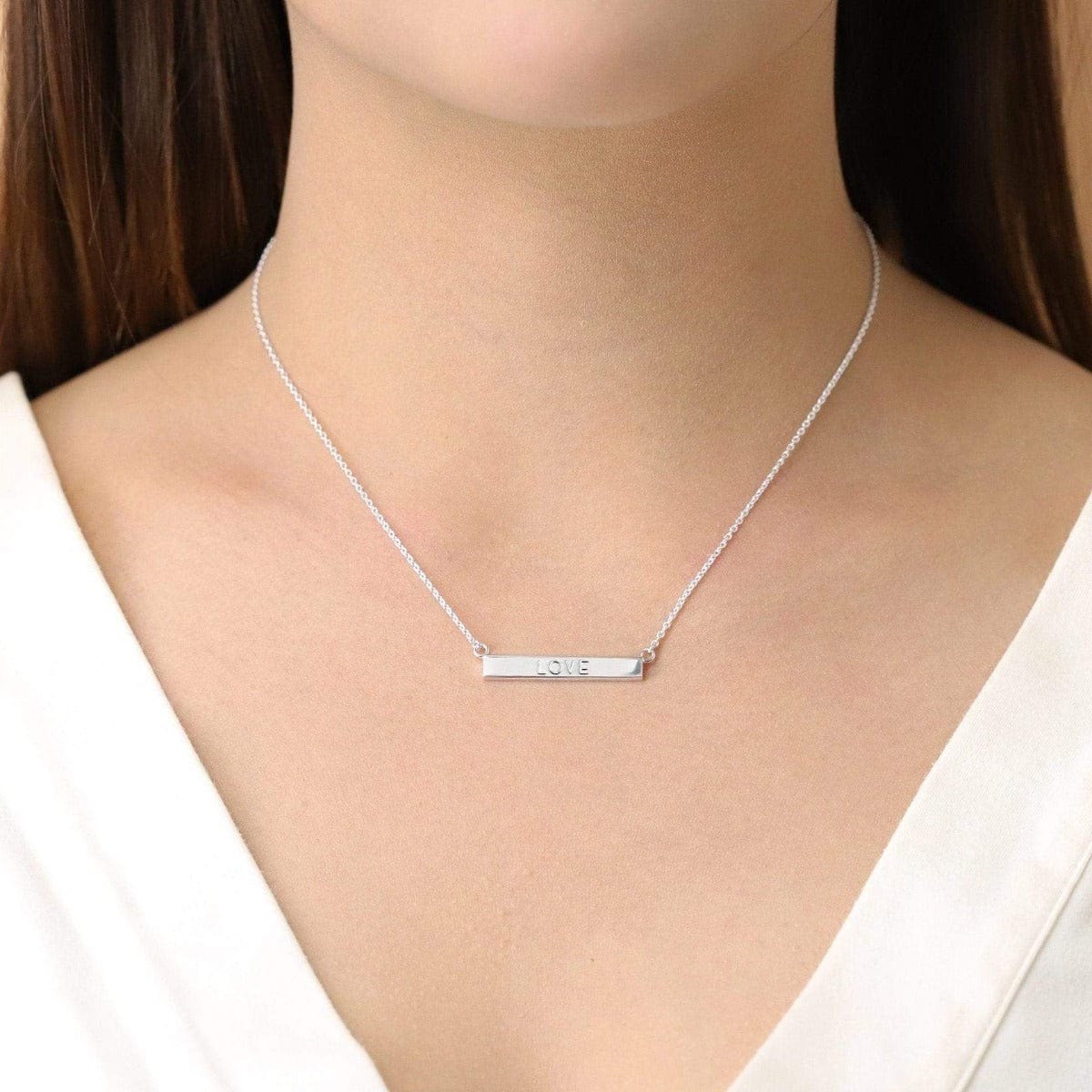 Boma Jewelry Necklaces Love Horizontal Sterling Silver Bar Necklace