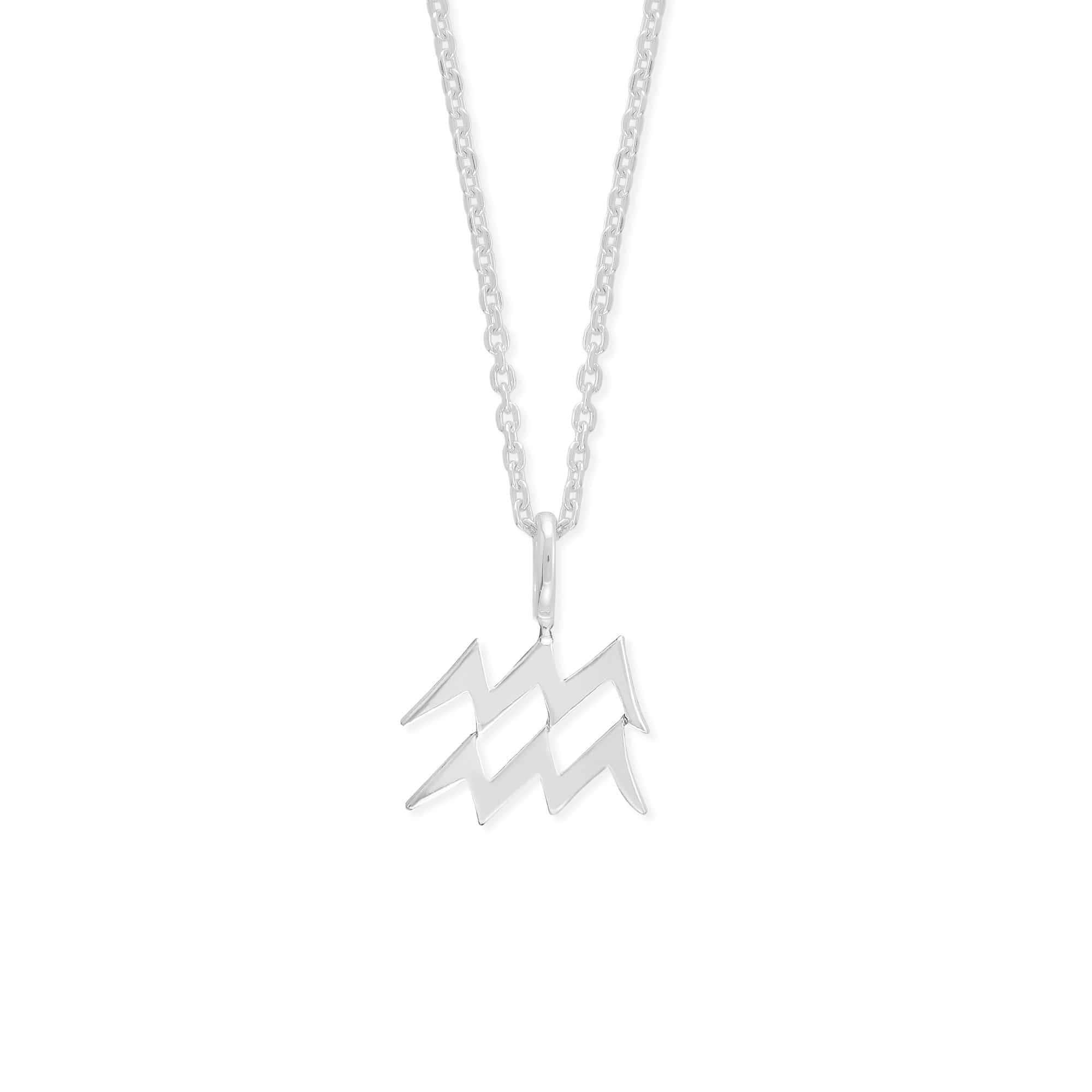 Cubic Zirconia Dainty Aquarius Symbol Pendant Necklace in Sterling Silver |  Banter