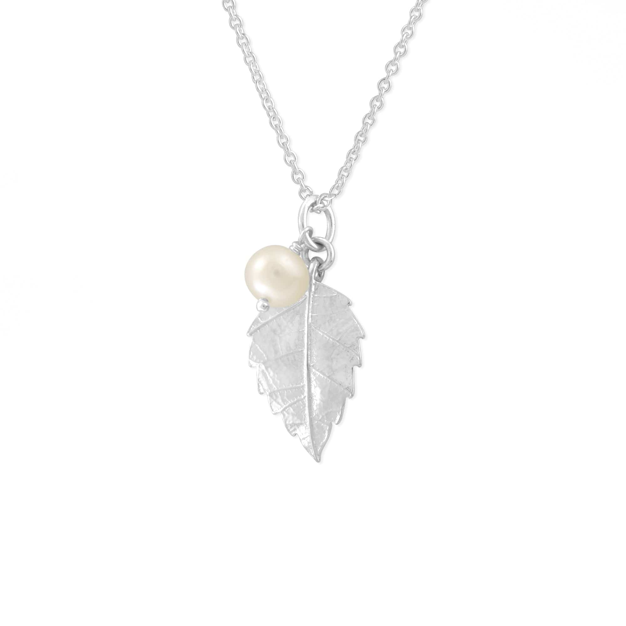 Boma Jewelry Necklaces Sterling Silver Leaf and Pearl Necklace