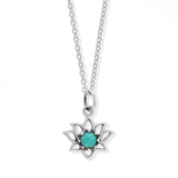 Boma Jewelry Necklaces Sterling Silver with Turquoise Lotus Necklace with Stone Pendant
