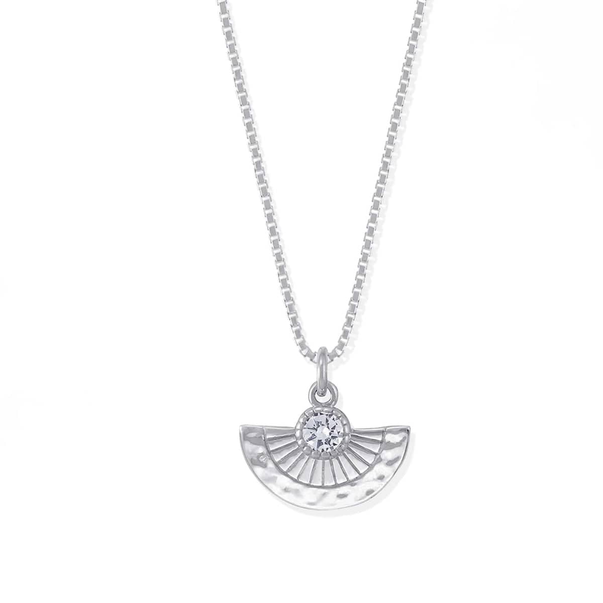 Boma Jewelry Necklaces Sterling Silver with White Topaz Nia Fan Necklace