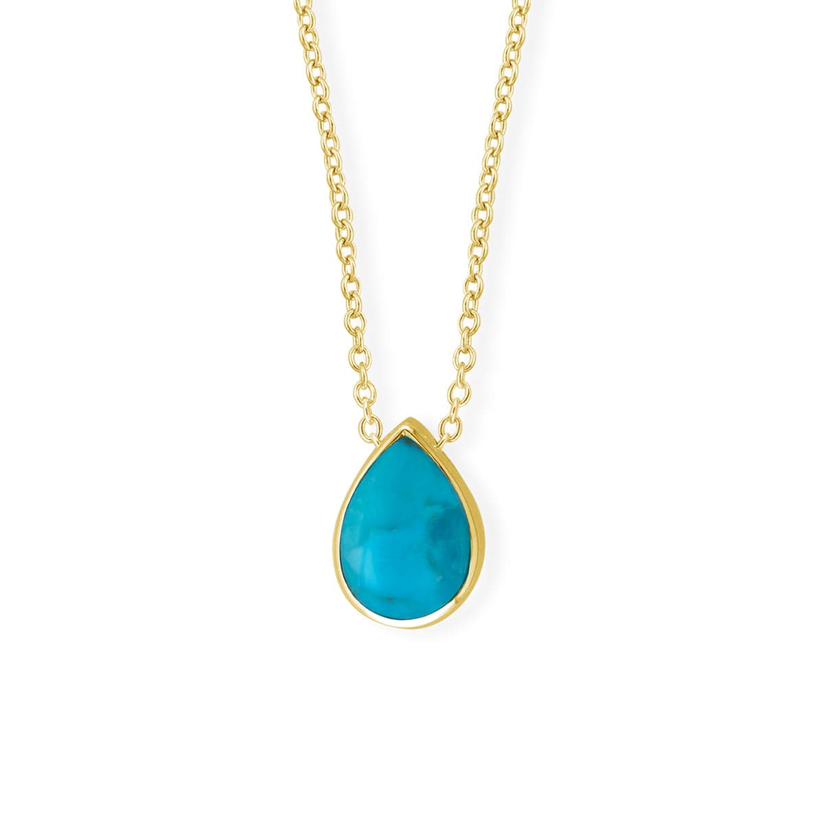 Boma Jewelry Necklaces Turquoise / 14K Gold Plated Treasured Teardrop Pendant Necklace