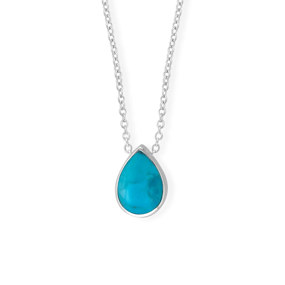 Boma Jewelry Necklaces Turquoise / Sterling Silver Treasured Teardrop Pendant Necklace