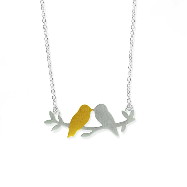 Birds of Paradise Pendant / Necklace in Sterling Silver & Gold - 22mm