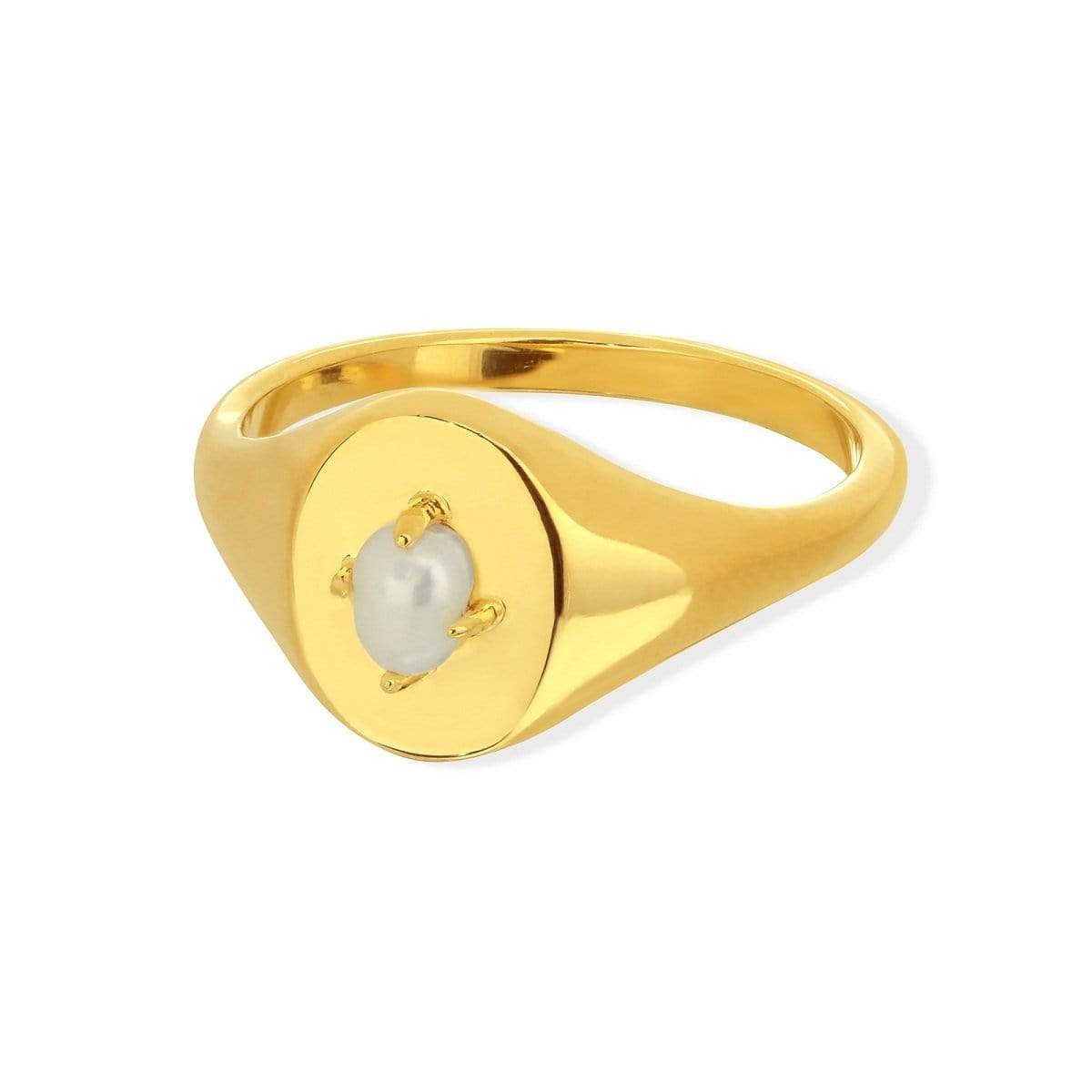 Boma Jewelry Rings 14K Gold Plated / 7 Parel Signet Ring
