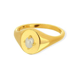 Boma Jewelry Rings 14K Gold Plated / 7 Parel Signet Ring