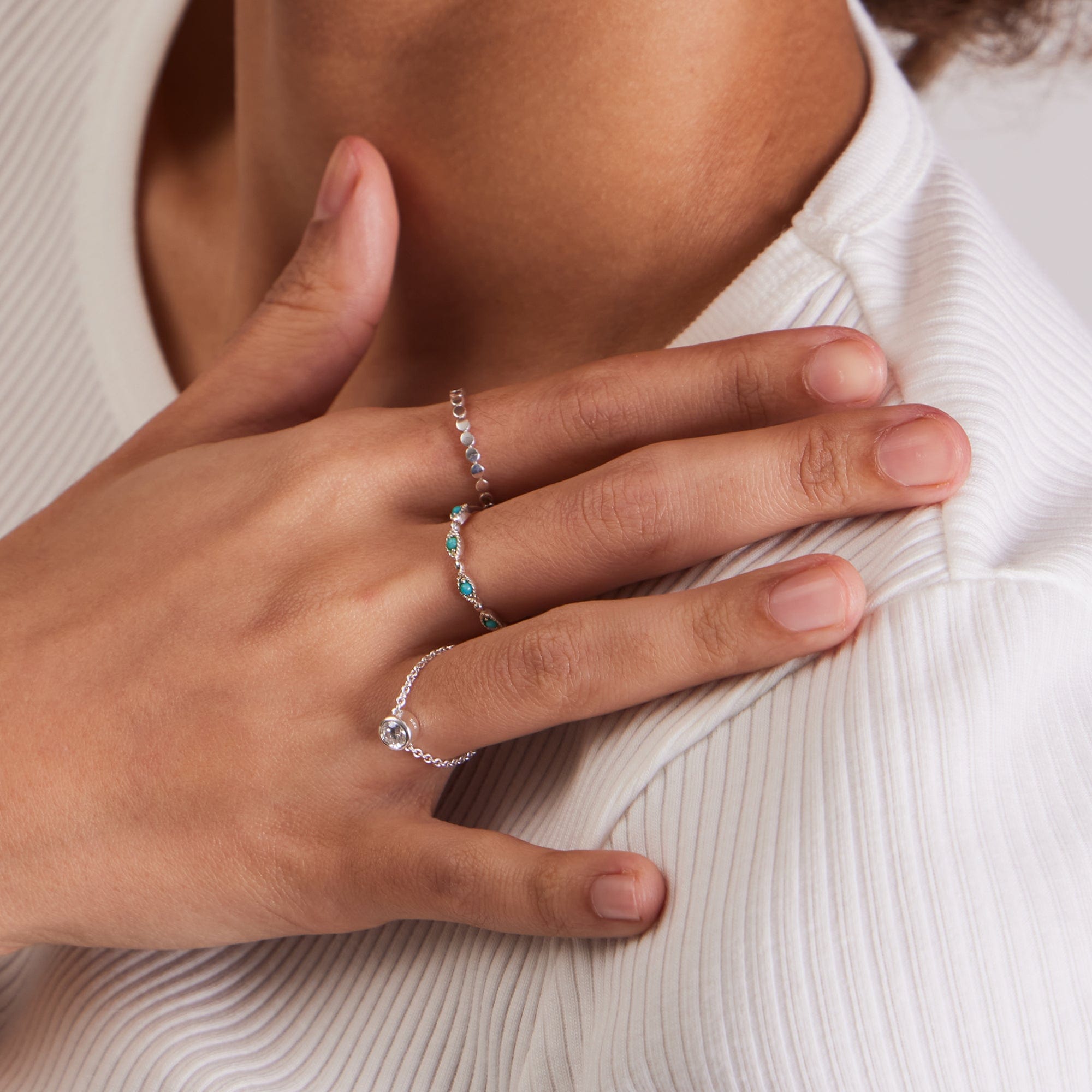Boma Jewelry Rings Belle Chain Link Ring with Stone